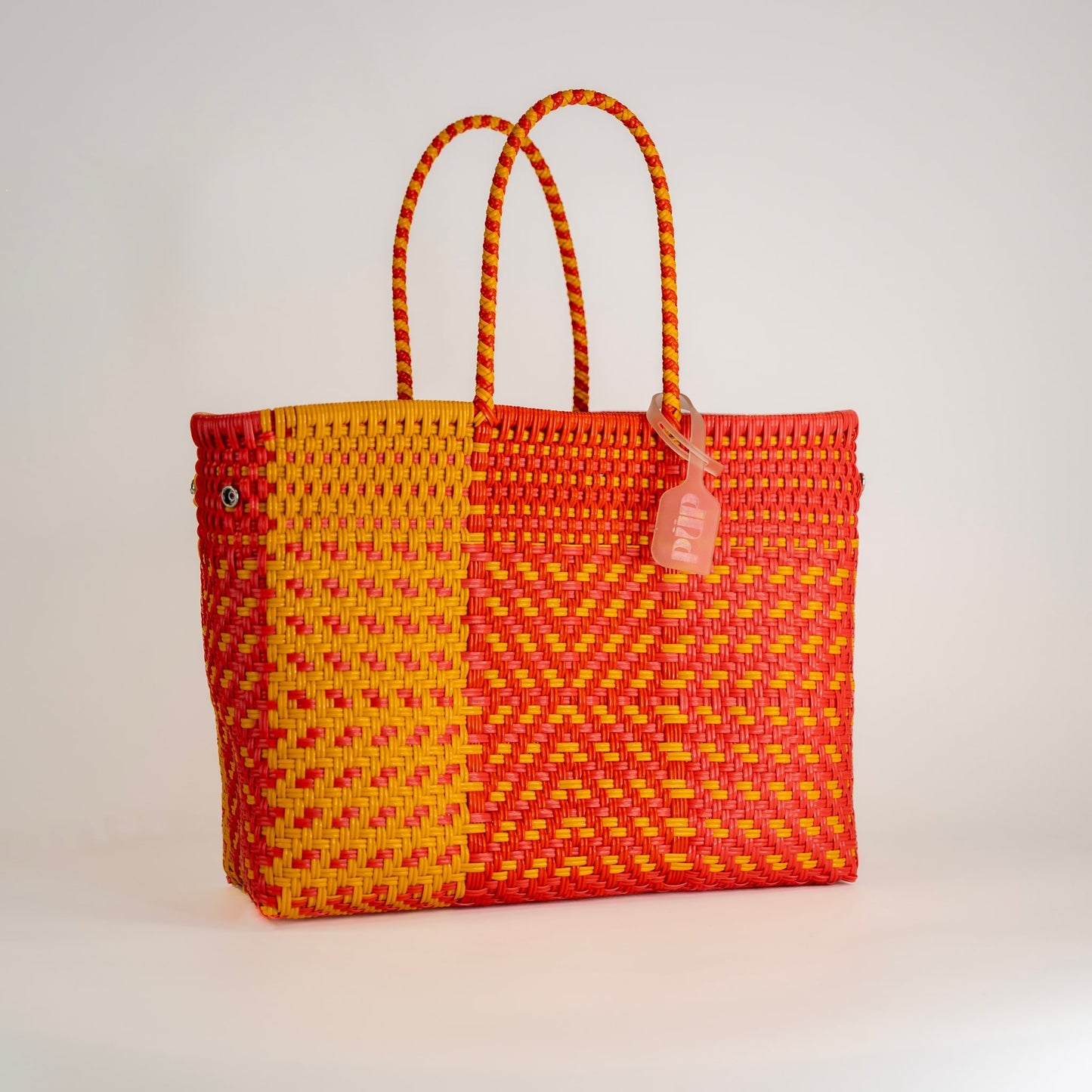 SAC À MAIN CHEVRON JAUNE ET ORANGE