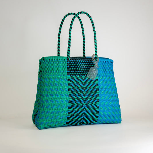 SAC À MAIN CHEVRON BLEU