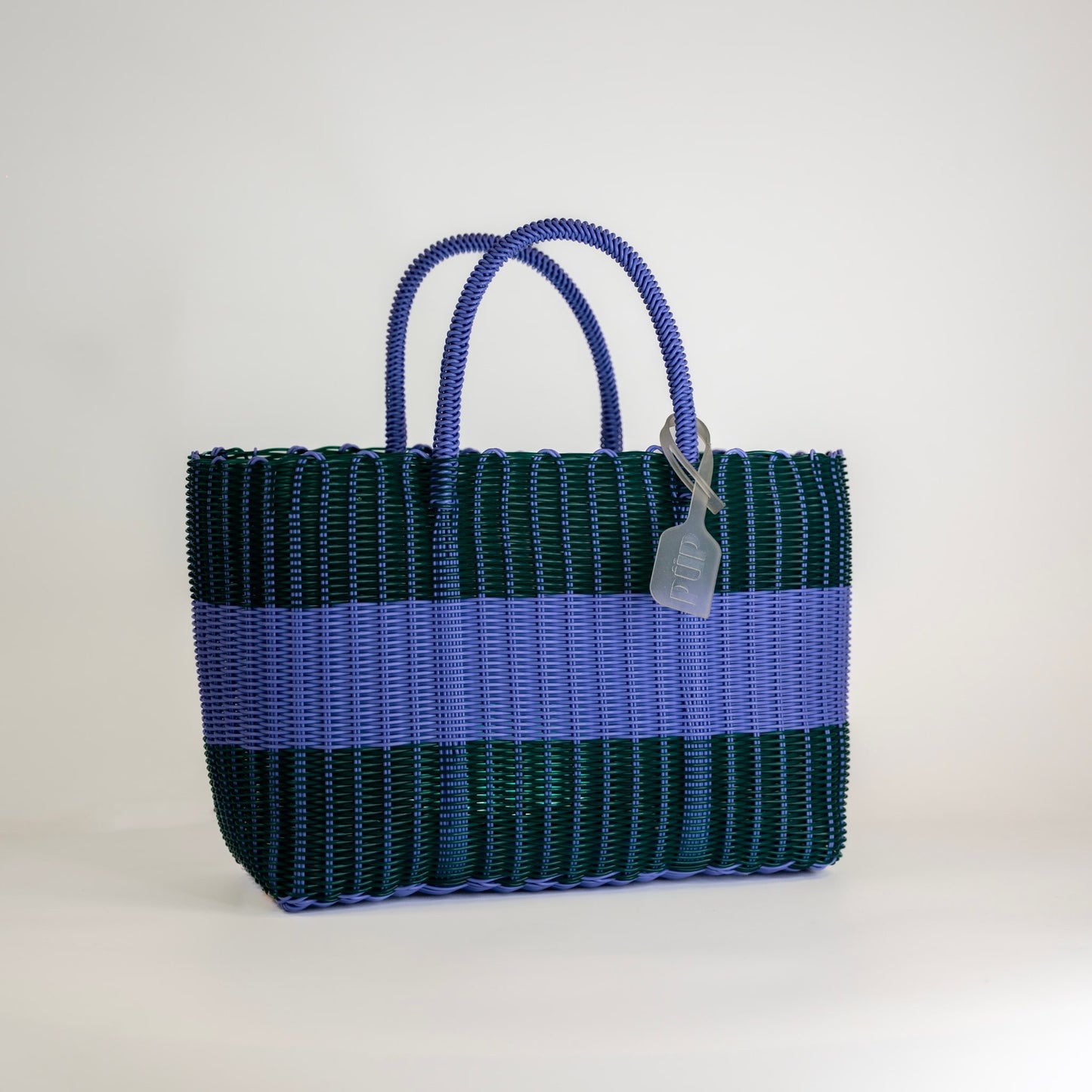 PANIER MEDIUM MARINIÈRE VERT ET VIOLET