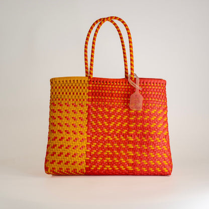 SAC À MAIN CHEVRON JAUNE ET ORANGE
