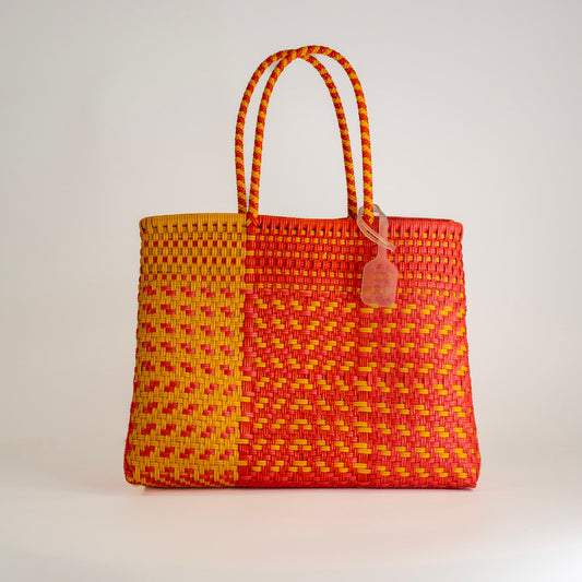 SAC À MAIN CHEVRON JAUNE ET ORANGE