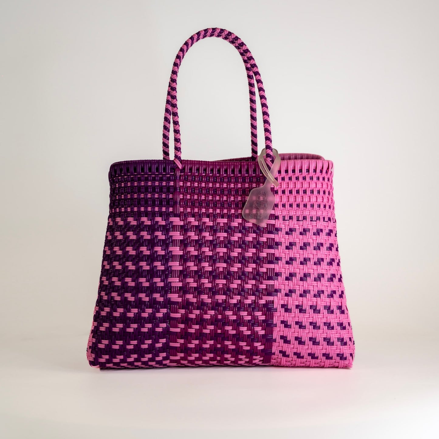 SAC À MAIN CHEVRON ROSE ET VIOLET