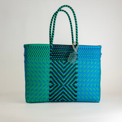 SAC À MAIN CHEVRON BLEU