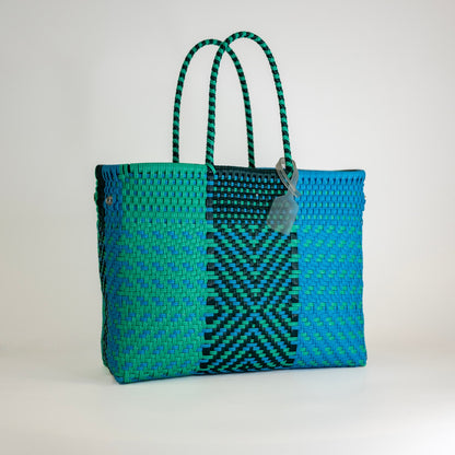 SAC À MAIN CHEVRON BLEU