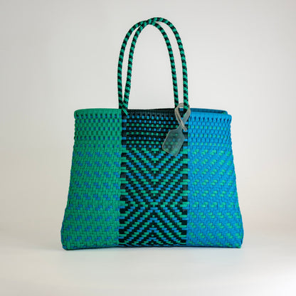 SAC À MAIN CHEVRON BLEU