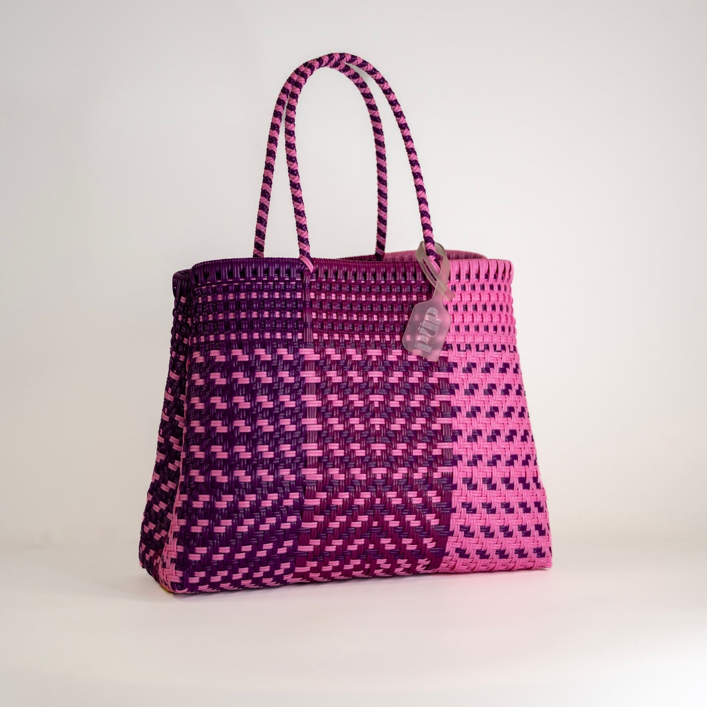 SAC À MAIN CHEVRON ROSE ET VIOLET