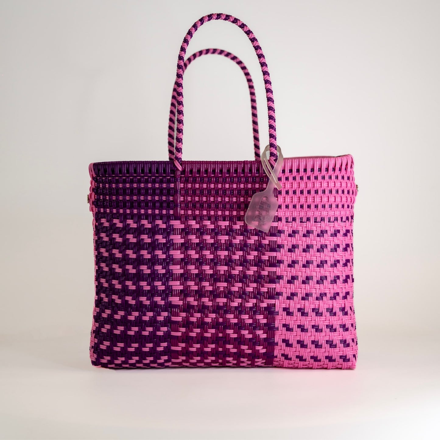 SAC À MAIN CHEVRON ROSE ET VIOLET