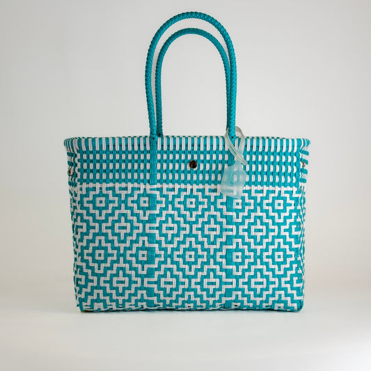 SAC À MAIN MOSAÏC M BLANC ET BLEU