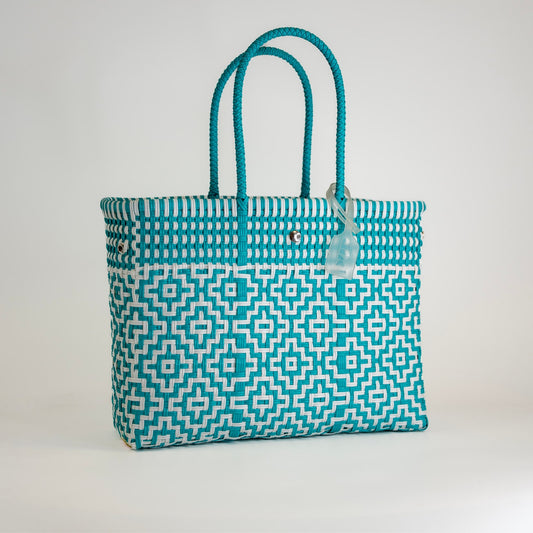 SAC À MAIN MOSAÏC M BLANC ET BLEU