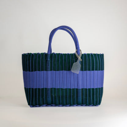 PANIER MEDIUM MARINIÈRE VERT ET VIOLET